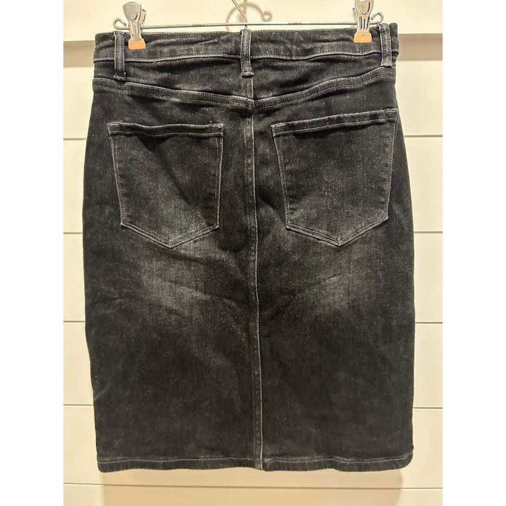 Vervet Los Angeles Black Denim Pencil Skirt Button Fly Size M 90s Minimalist - Picture 2 of 7
